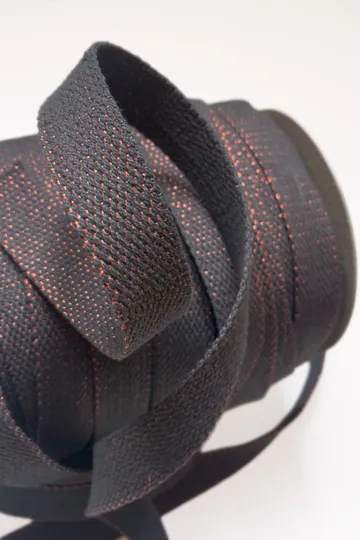 Sangle coton & lurex - 4 mètres - Anthracite & lurex cuivré