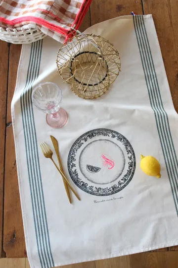 TORCHON DE CUISINE SÉRIGRAPHIÉ - Crevette