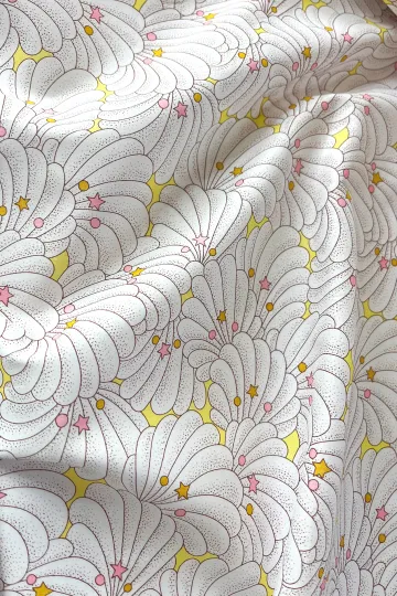 tissu Liberty au mètre - Poiret shell - Rose & Jaune