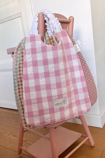 Serviette élastique vichy - Rose dragée