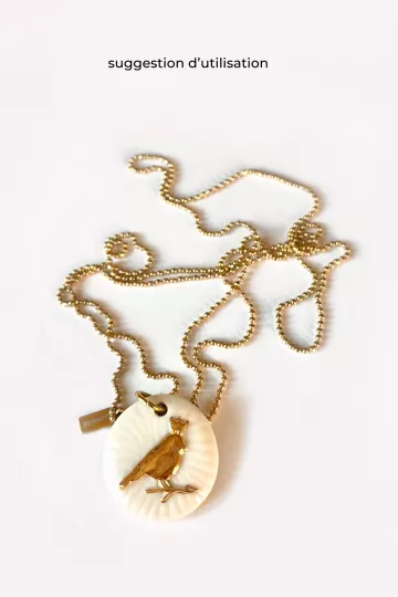 Fêve en porcelaine - Médaille oiseau