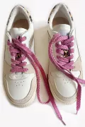Paire de lacets chaussures glitter irisé rose made in France Barnabé aime le café