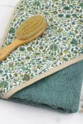 Cape de bain bébé fabriquée en france Barnabé aime le café éponge verte Liberty arthur
