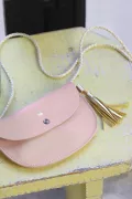 sac cuir fille rose pompon fantaisie Barnabé aime le café made in france