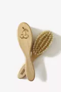 brosses à cheveux bébé bois gravé cerise hérisson poils de soies Barnabé aime le café