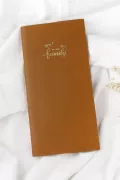 Protège livret de famille en cuir marron marquage doré Barnabé aime le café made in france