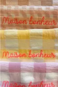 Serviette de Table vichy brodée - Set de 6 - Maison bonheur