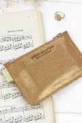 Porte monnaie cuir pailleté doré femme marquage  Barnabé aime le café made in france