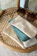 Collection d'étuis lunettes femme cuir souple bleu doré marquage oiseau Barnabé aime le café made in france