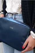 sac trotteur zoom cuir lisse et fantaisie bleu nuit Barnabé aime le café made in france