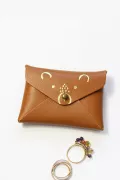 Mini pochette cuir - Ourson caramel