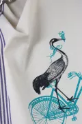 TORCHON DE CUISINE SÉRIGRAPHIÉ - Oiseau vélo