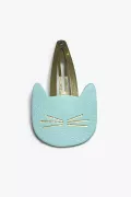 Barrette clic-clac cuir - Chat Bora Bora