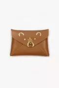 Mini pochette cuir - Ourson caramel