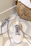 paire de lacets grises irisé tennis blancs Barnabé aime le café made in france