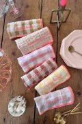 Serviette de Table vichy brodée - Set de 6 - Maison bonheur
