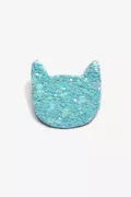 Broche paillettée - Chat bleu
