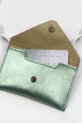 porte carte CB petit format cuir irisé bleu Barnabé aime le café fabrication française