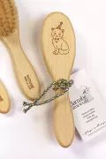 brosses à cheveux bébé bois gravé chat poils de soies Barnabé aime le café