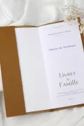 Protège livret de famille en cuir marron format standard Barnabé aime le café made in france  zoom
