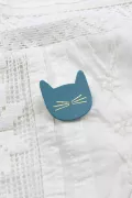 Broche cuir - chat paolo blue