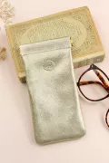 Etui lunette femme cuir souple doré marquage oiseau Barnabé aime le café made in france