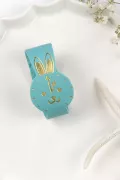 montre cuir enfant bleu marquage lapin Barnabé aime le café