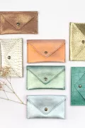 enveloppes cuir pression coloris cuivre vert bleu Barnabé aime le café made in france