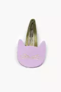 Barrette clic-clac cuir - Chat lilas