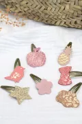 Barrette clic-clac cuir - Ananas sugar