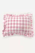 Coussin avec volant - vichy bubble gum