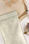Etui lunette femme cuir souple doré marquage oiseau Barnabé aime le café made in france zoom