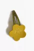Barrette clic-clac cuir - Fleur moutarde