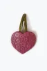 Barrette clic-clac cuir - Coeur framboise