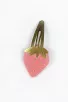 Barrette clic-clac cuir - Fraise rose