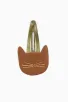 Barrette clic-clac cuir - Chat caramel