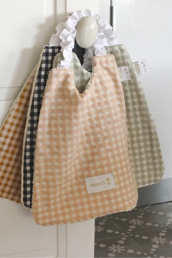 Serviette élastique vichy - Abricot