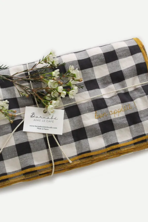 Nappe carreaux vichy - réglisse 140 x 250 cm