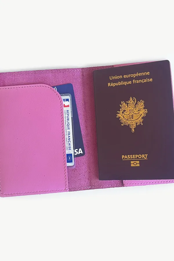 Etui papiers voiture cuir - Bubble gum