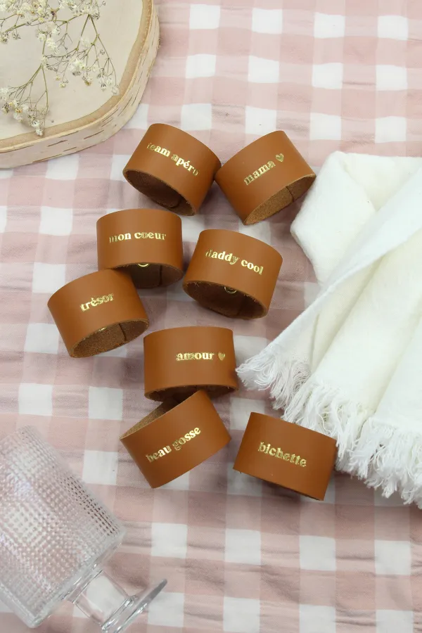 Rond de serviette en cuir - Mama ❤