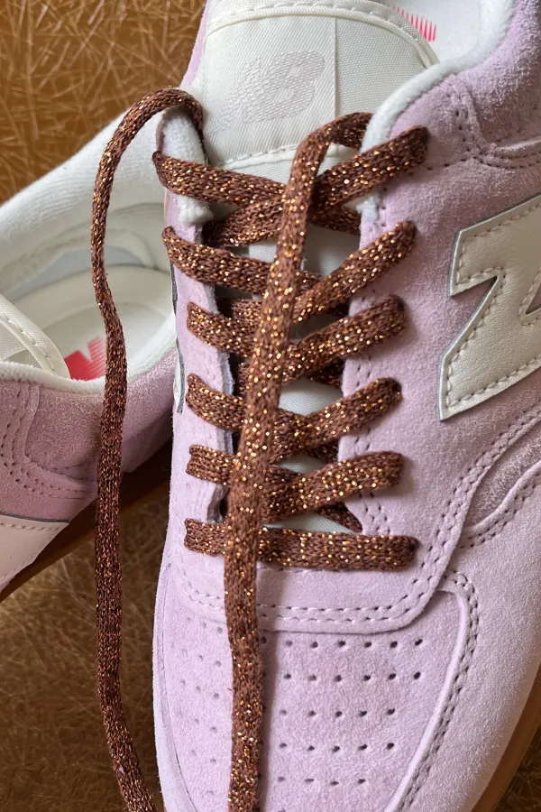 Lacets de chaussures lurex - Chameau