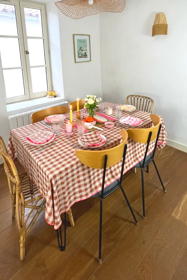 Nappe carreaux vichy - Argile 140 x 250 cm