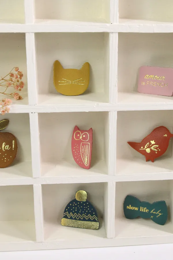 Broche cuir - Slow life