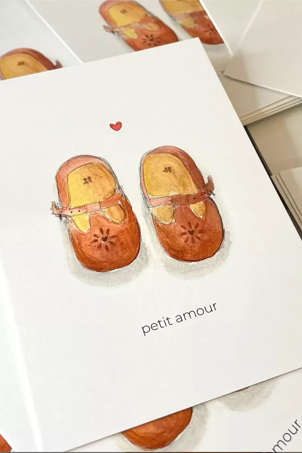 carte postale souliers aquarelle barnabe aime le cafe