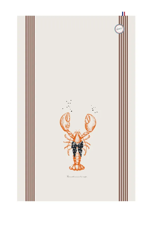 TORCHON DE CUISINE SÉRIGRAPHIÉ - Ecrevisse