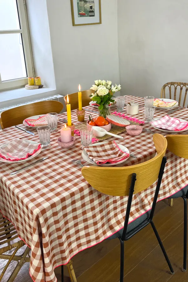 Nappe carreaux vichy - Argile 140 x 250 cm