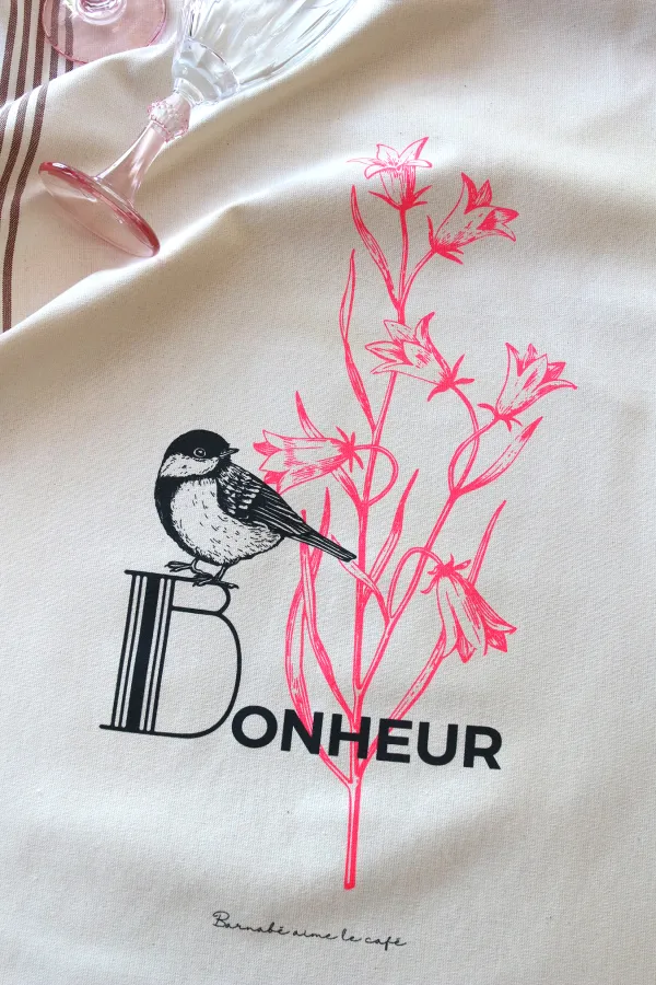 TORCHON DE CUISINE SÉRIGRAPHIÉ - Bonheur