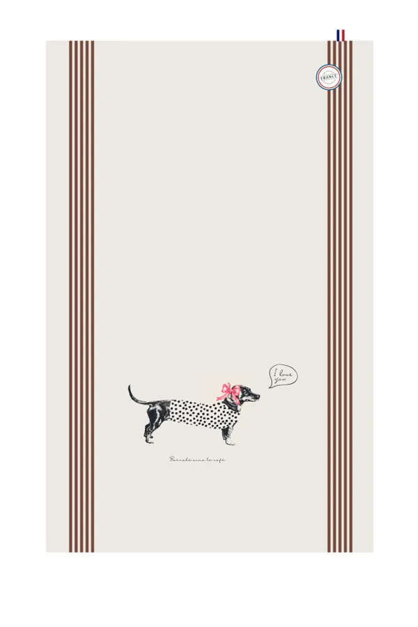 TORCHON DE CUISINE SÉRIGRAPHIÉ - Chien saucisse