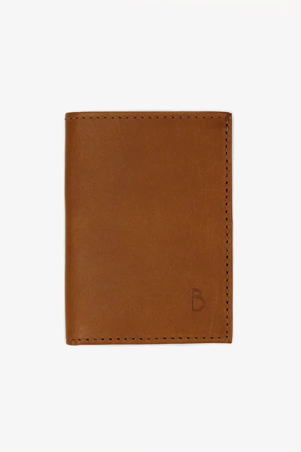 Porte carte compact Homme - cuir Caramel
