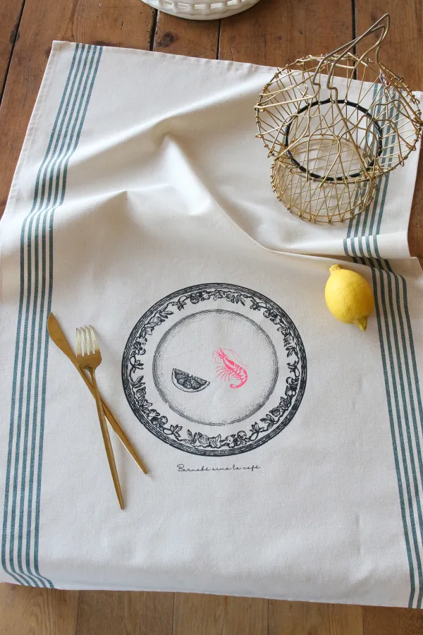 TORCHON DE CUISINE SÉRIGRAPHIÉ - Crevette